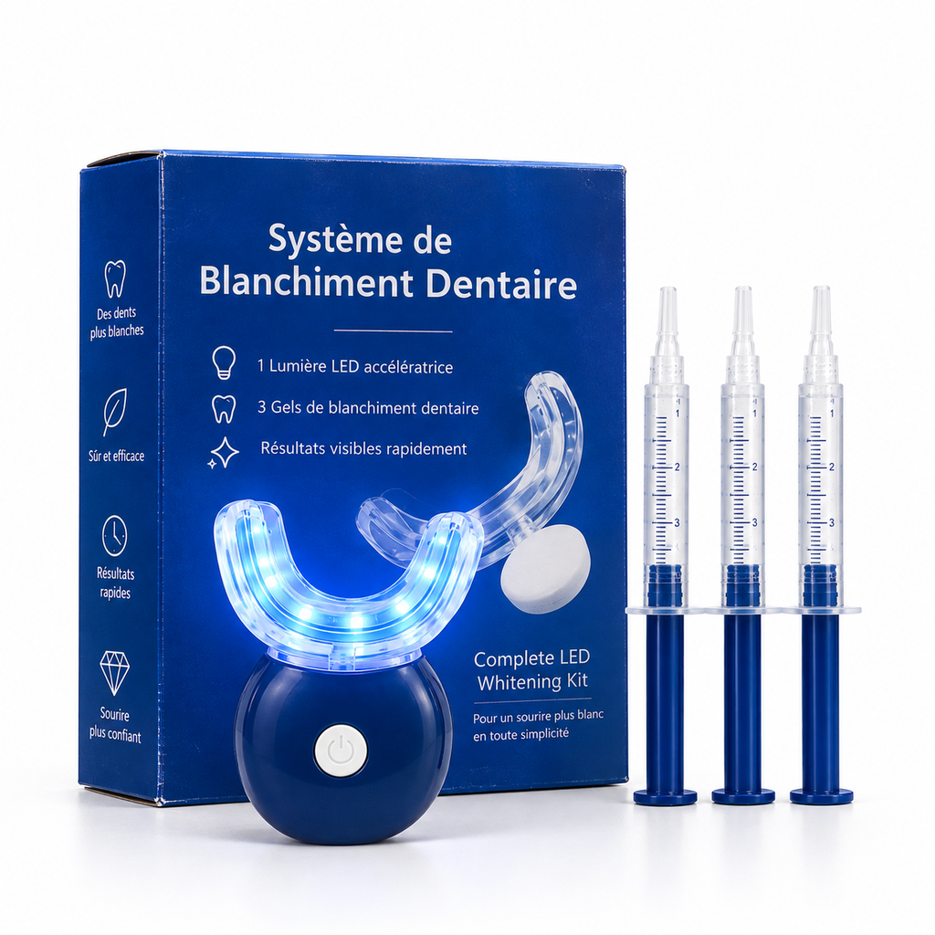 Kit de Blanchiment Dentaire LED — Sourire Éclatant en 15 Minutes