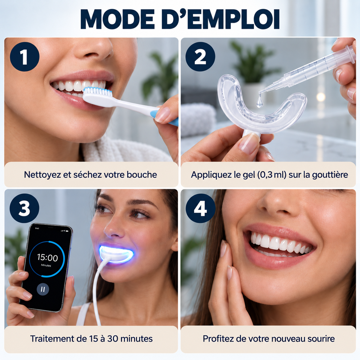 Kit de Blanchiment Dentaire LED — Sourire Éclatant en 15 Minutes